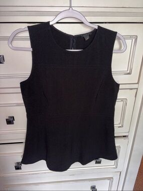 Ann Taylor Black Sleeveless Peplum Shell Top